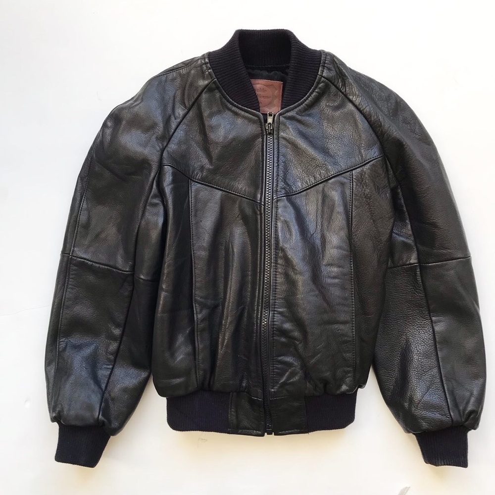 Vintage Old hide house black leather jacket VGUC 8Y